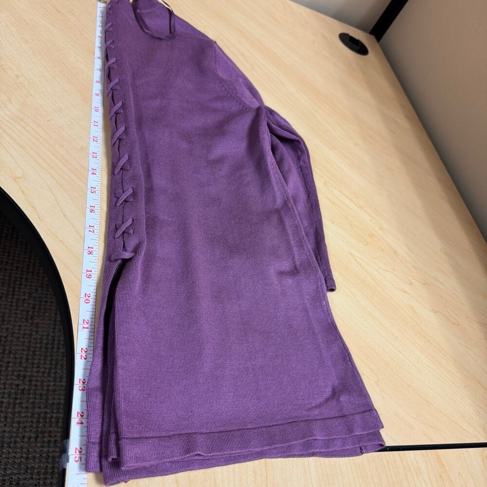NWT Lety & Me Open-Front 3/4 Sleeves Back Detail Stitch Fix Purple Cardigan M - Picture 10 of 11